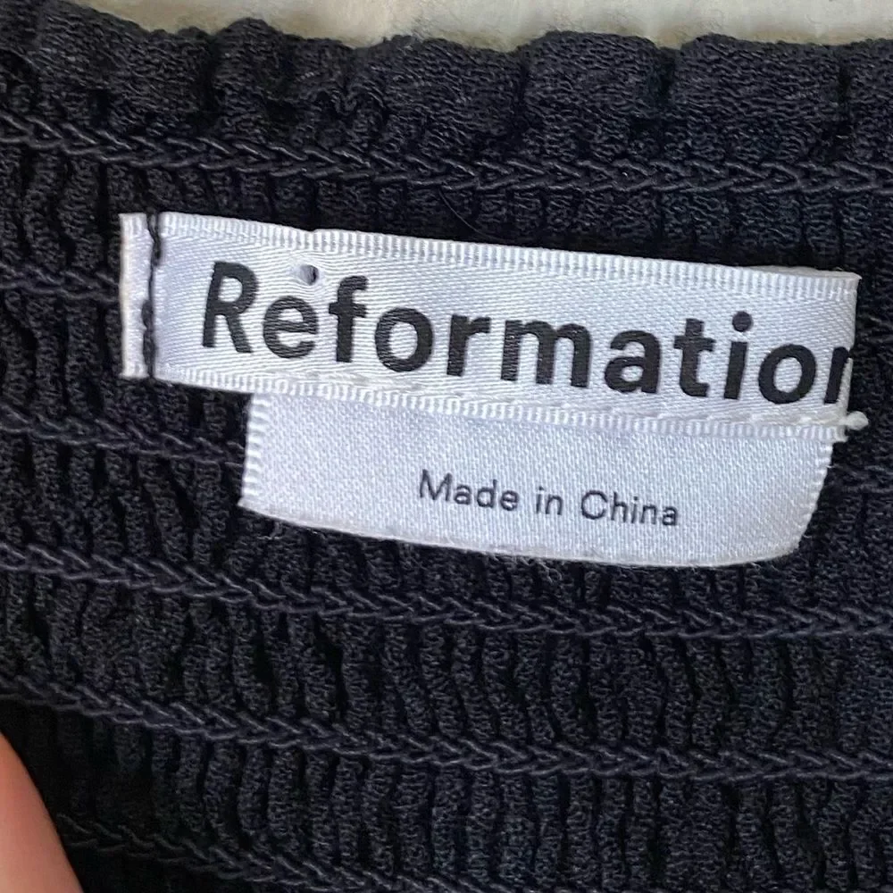 Reformation Reign Black Crop Top Blouse Size 2